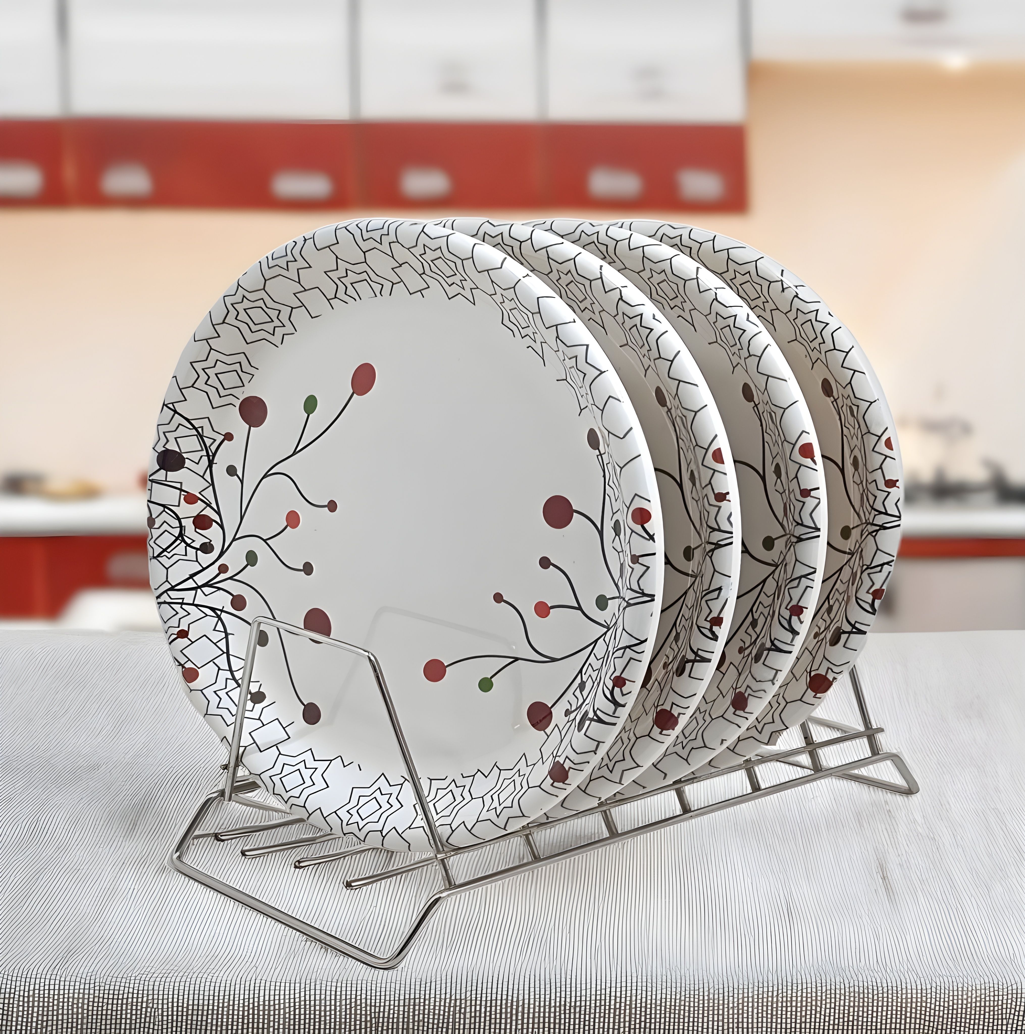 Melamine Round Full Plate Set Of 4 - Perfect Addition to Your Kitchen Utensils Dinner Plate-image-39