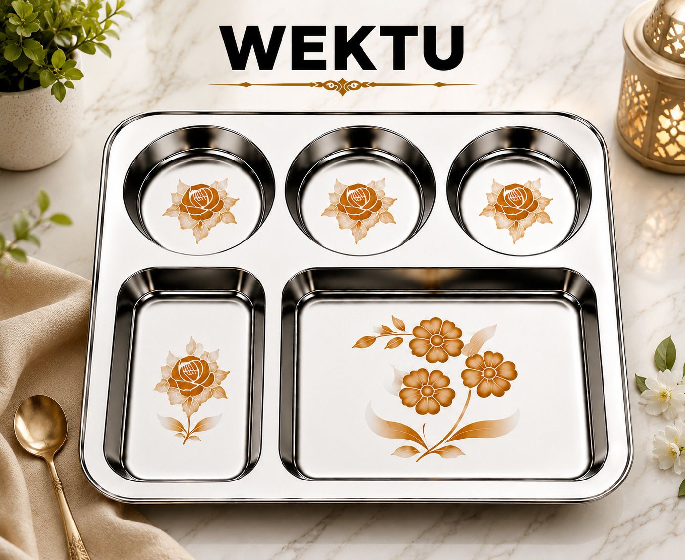 wektu Royal Floral Dining Thali Sectioned Plate-picture-18