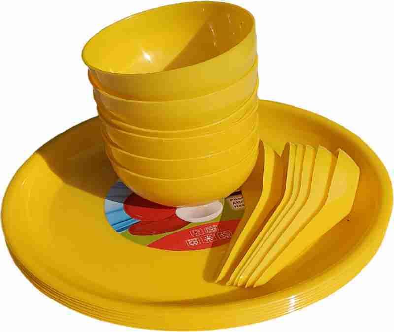 Pack of 18 Plastic Light Weight Dinner Set Plate Bowl Set Serving Set Dinner Plate-image-24
