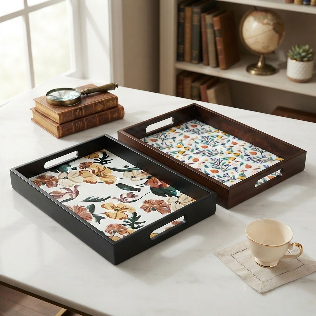 angira handicrafts Elegent Wooden serving tray AHS-2SER.TRAY30 Chip & Dip Tray-picture-39