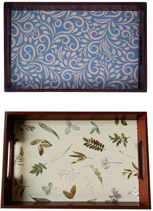 Wooden tray set of 2 with UV print|Serving Tray|Multipurpose Tray|AHS-T1891_N_ Tray-image-36