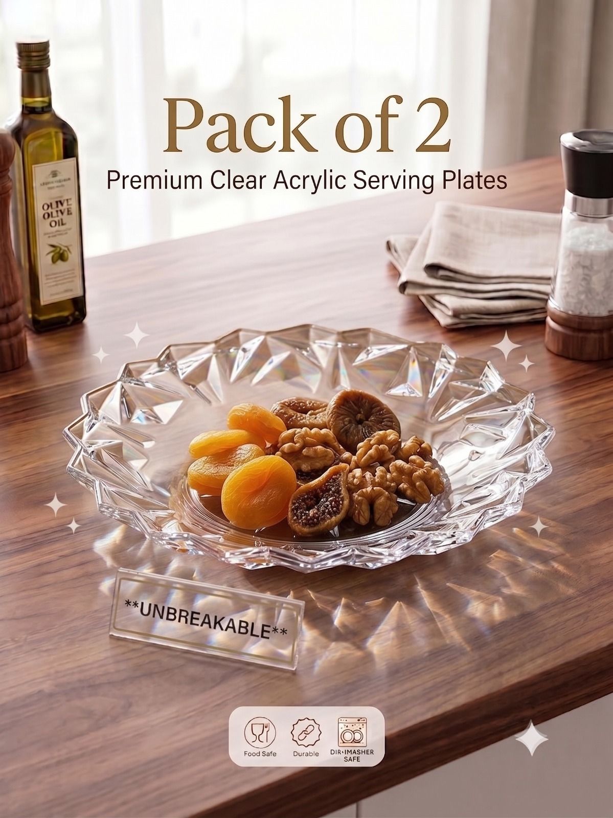 Clear Glass Plate- Dry Fruits Sweets hocolate Snack Plate Dinner Plate-image-37