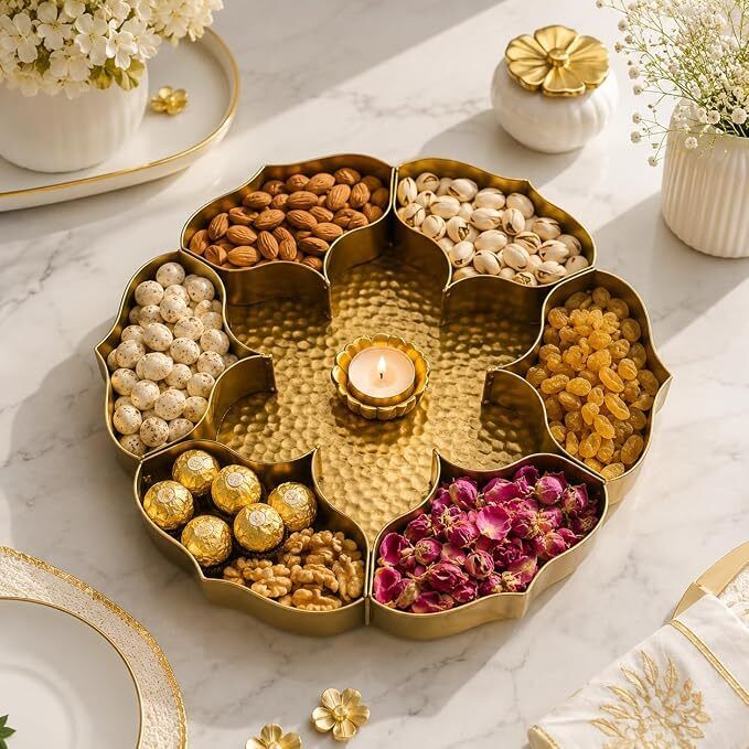 rulerworld Lotus Dry Fruit Serving Tray Tray Serving Set-picture-13