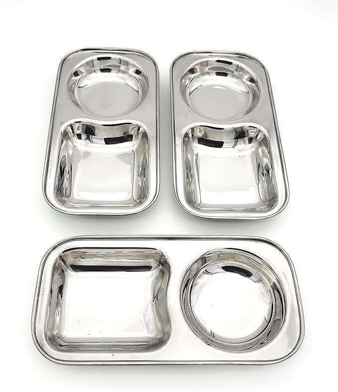 Stainless Steel Serving Plate | Samosa Plate | Sabzi Plate| Snack Plate Sectioned Plate-image-9