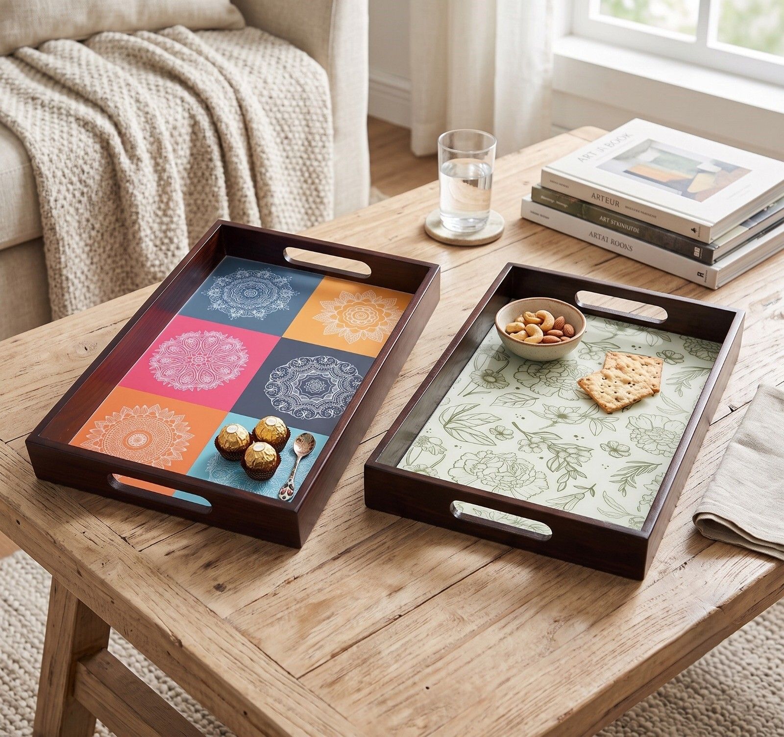Elegent Wooden serving tray EB-2SER.TRAY49 Chip & Dip Tray-image-42