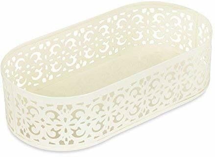 Flecked Oval Tray, Decorative Metal Serving Tray for Starters, Off White Tray-image-12