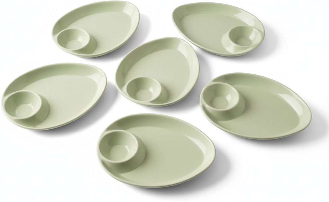 Melamine Green Snacks Plate Chip & Dip Tray-image-31
