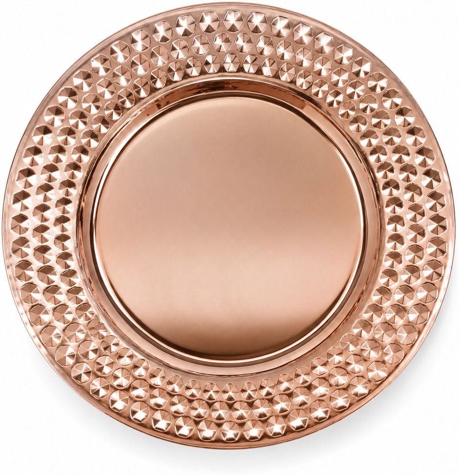 crega Rose Gold Decorative Serving Tray for Dry Fruits, Snacks, Desserts & Decor Dinner Plate-picture-1
