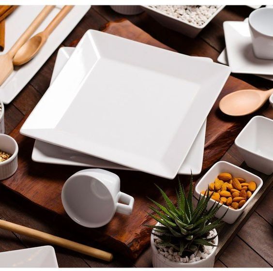 Snack Plate and Salad Plate Small Size Square Design Multipurpose Use Quarter Plate