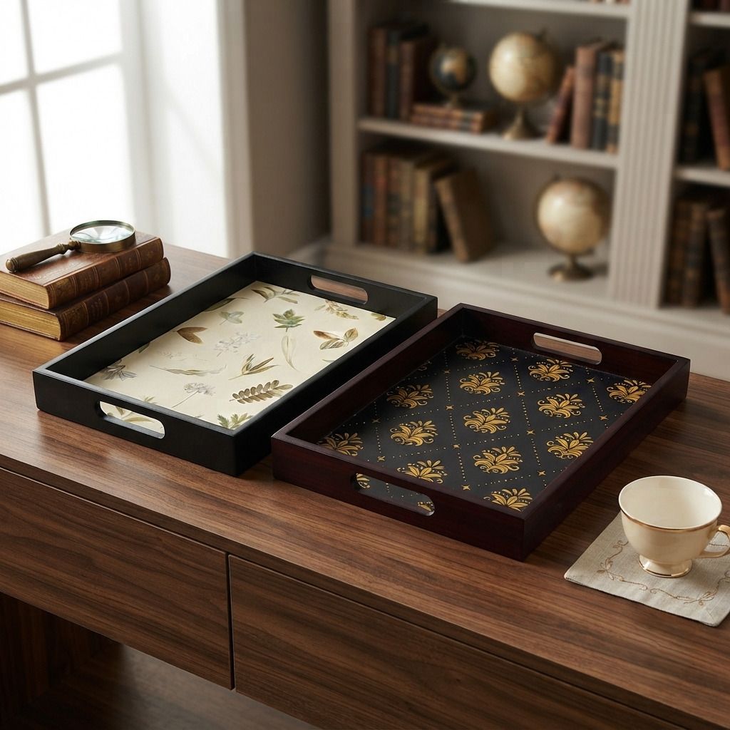 angira handicrafts Elegent Wooden serving tray AHS-4SER.TRAY12 Chip & Dip Tray-picture-30