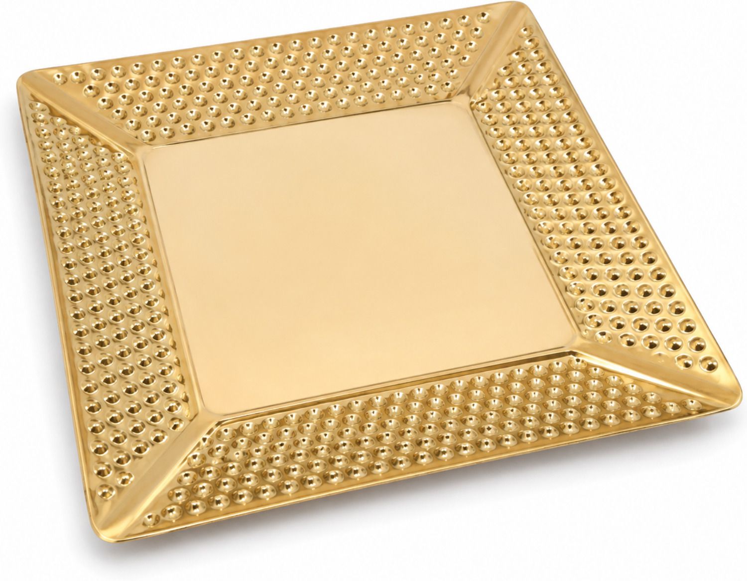 Golden Square Serving Juice, Snacks & Decorative Tray Home Décor Serving Dish Dinner Plate-image-43