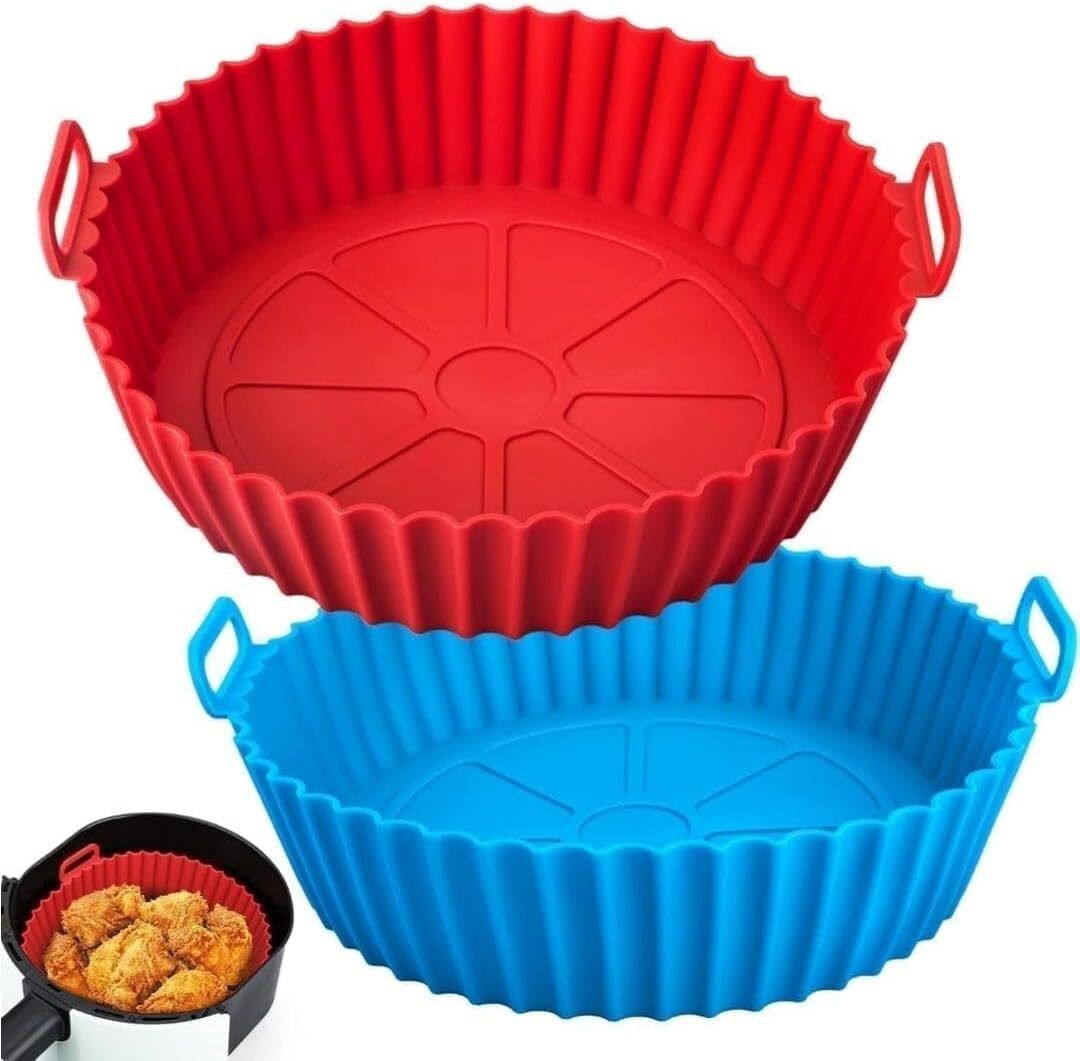 jaswanthstor Air Fryer Liners I Round Silicone Basket Baking Tray I Pot with Ear Handles Tray-picture-20