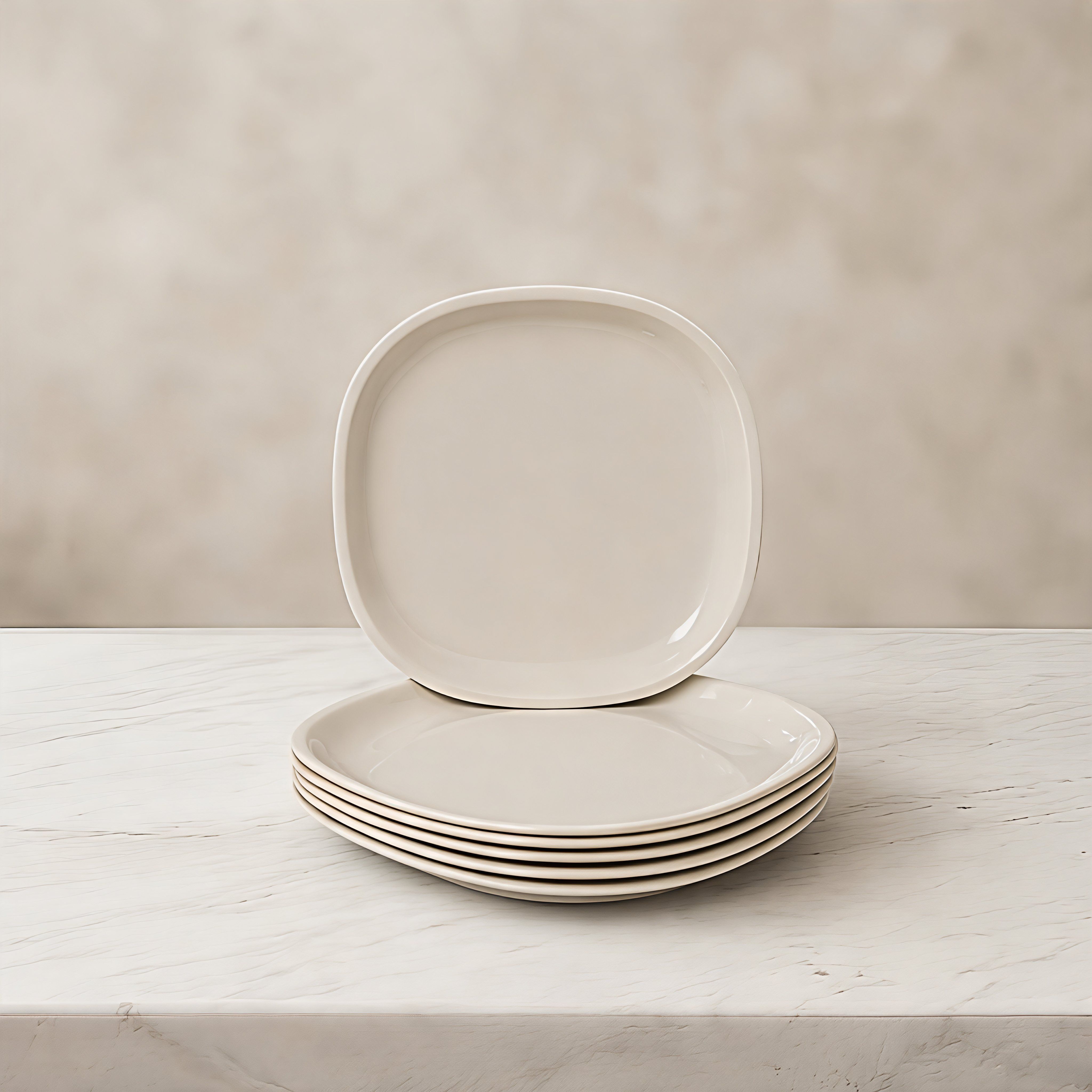 Gulaab Beige 8 Inches Square Plastic Half Plate-image-3