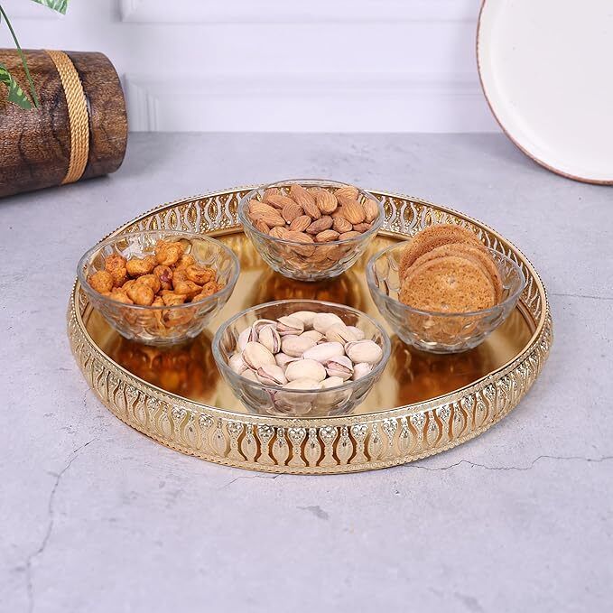 Round Gold Serving Tray Tray-image-39
