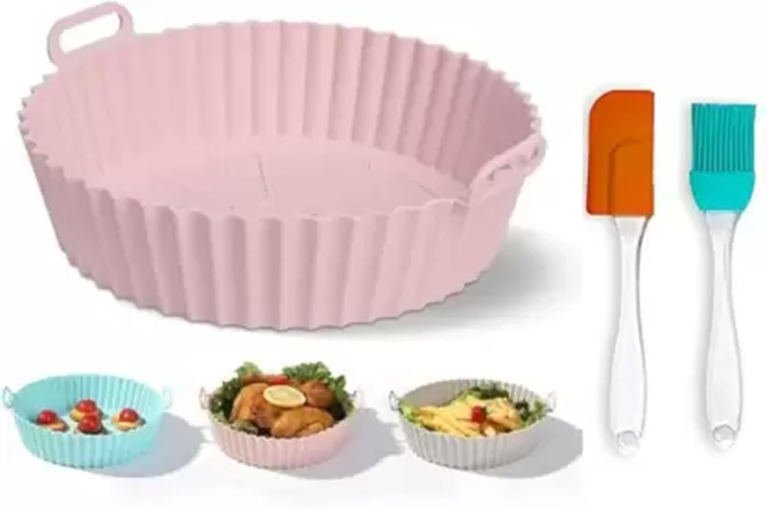 kesol Airfryer Tray Pink with Oil Brush Tray-picture-13