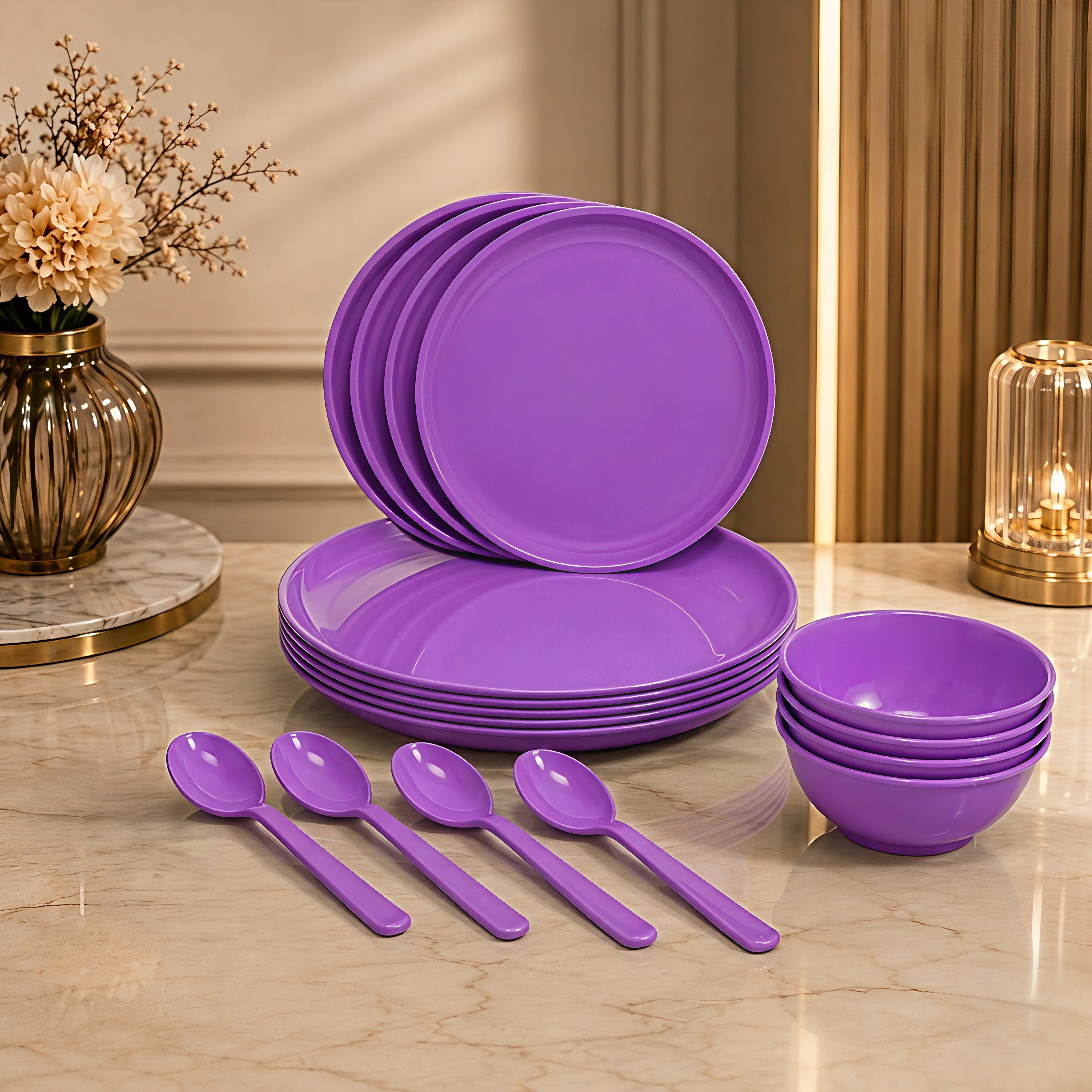 gepenterprises Plastic Dinner Set | Purple Crockery Set for Home Use Dinner Plate-picture-17