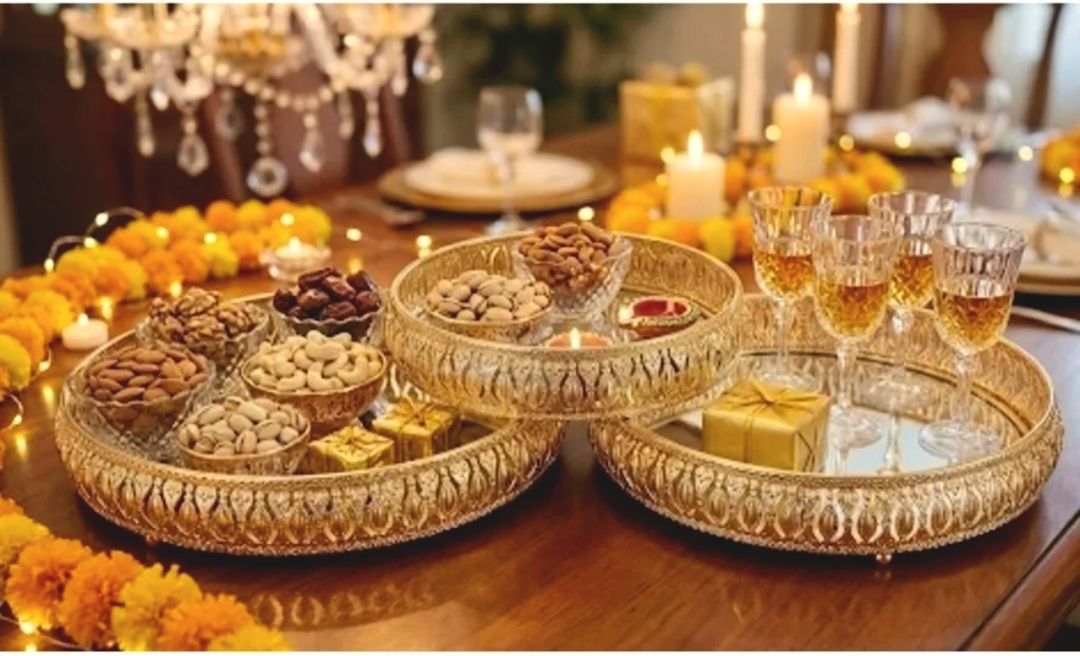 German metal Serving tray/ home decoration/puja article /Puja thali set Tray-image-6