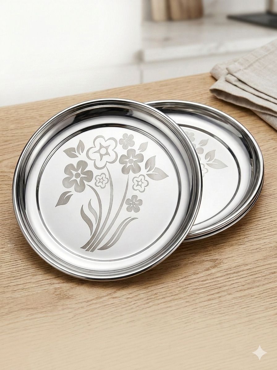 Stainless Steel Quarter Plate / Nashta Serving Plate Set of 2 Quarter Plate-image-23