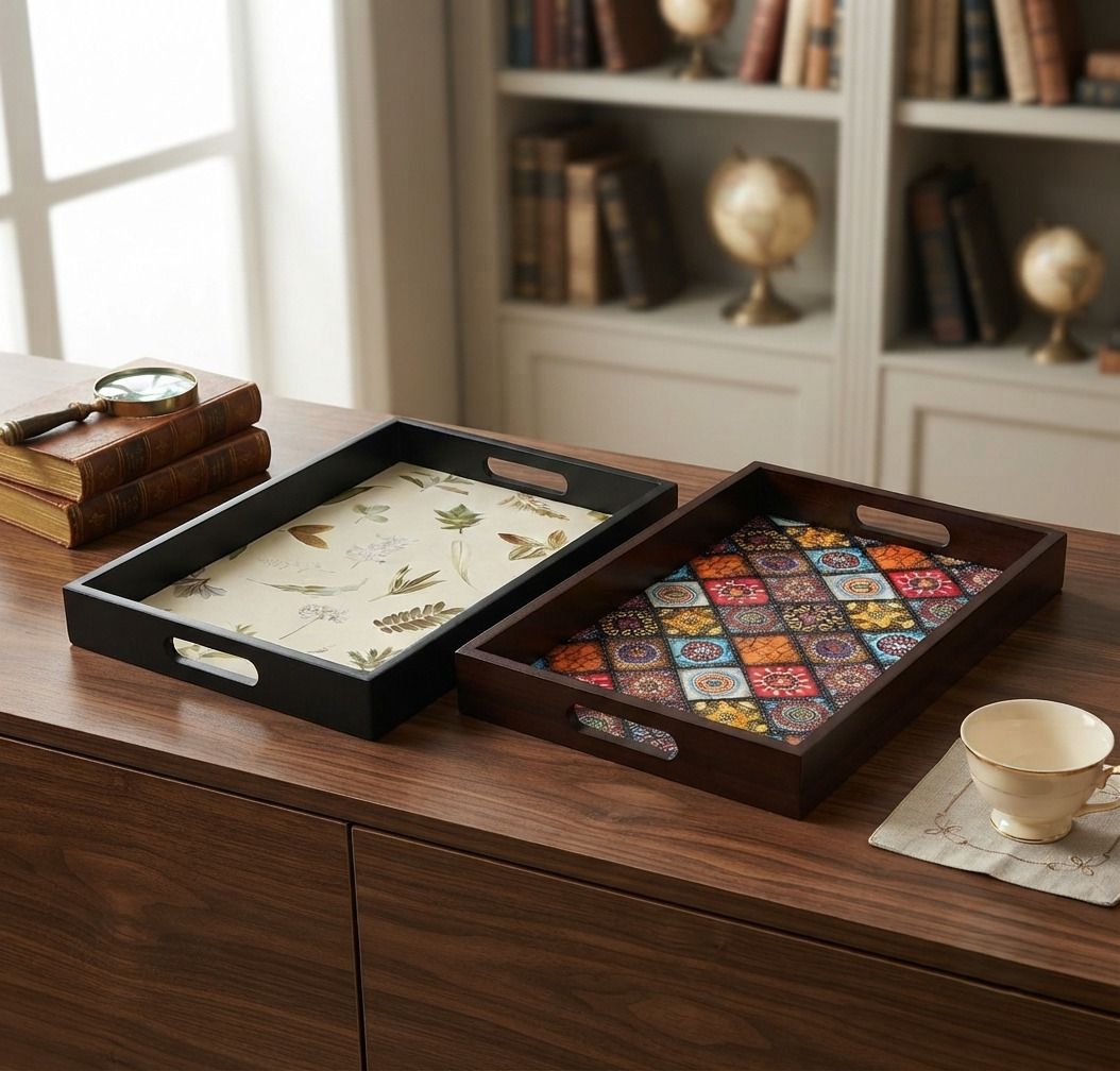 angira handicrafts Elegent Wooden serving tray AHS-2SER.TRAY01 Chip & Dip Tray-picture-48