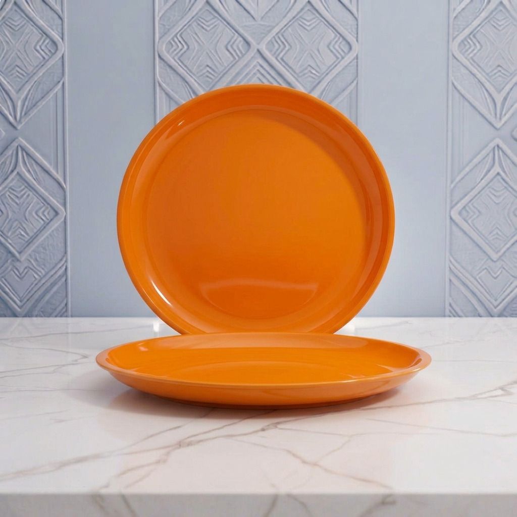 Food Grade Orange Round Plastic Full Plate 11 Inch Dinner Plate-image-42