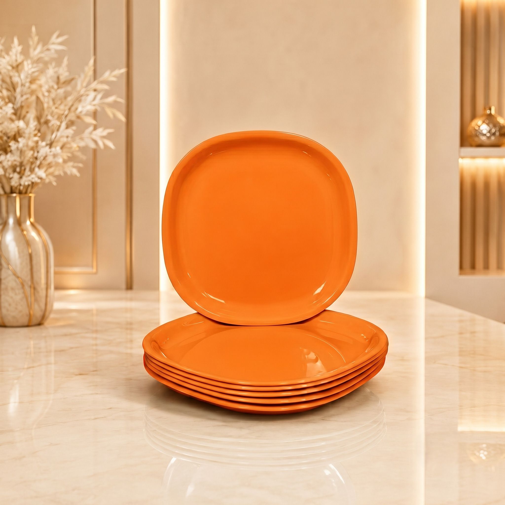 gulaab by gpe Modern Square Plastic Plate 8 Inch for Dining Table Rice Plates-picture-42