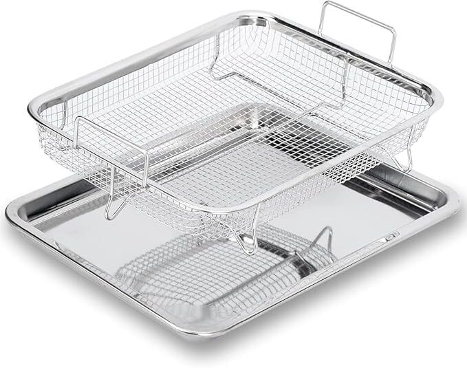 Rectangular Mesh Baking Tray Silver Deep Frying Basket-image-22