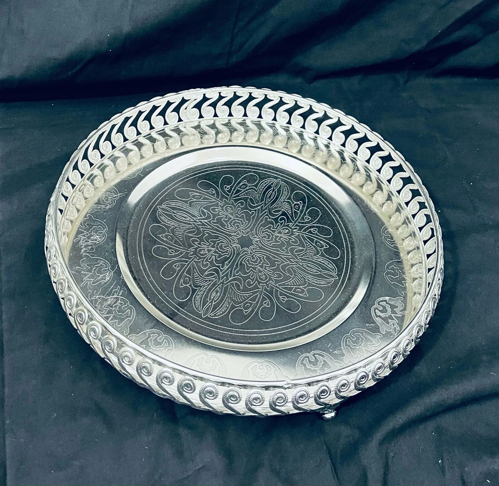German Silver Tray Gift for Diwali, Anniversary, Birthday (8 inch) Round Tray-image-30