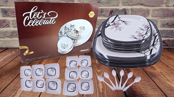 Melamine 10.5" Dinner plate With 8" Snacks Plate Set of 30 pc MD1570_New Dinner Plate-image-43
