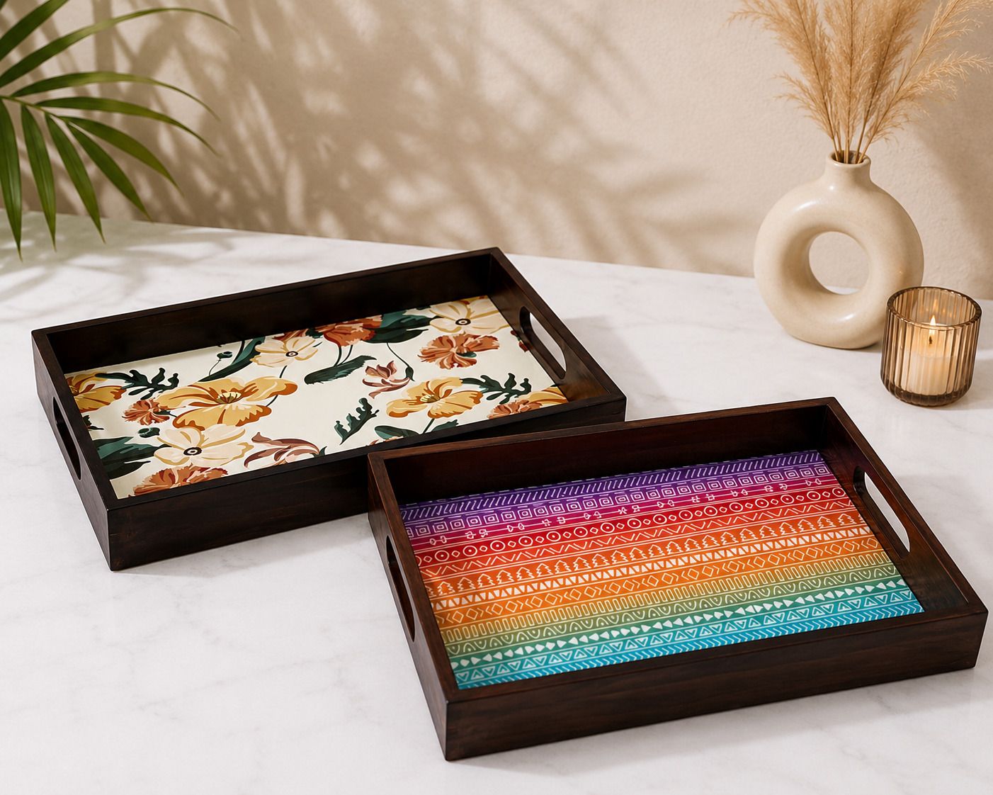 angira handicrafts Elegent Wooden serving tray AHS-2SER.TRAY31 Chip & Dip Tray-picture-30