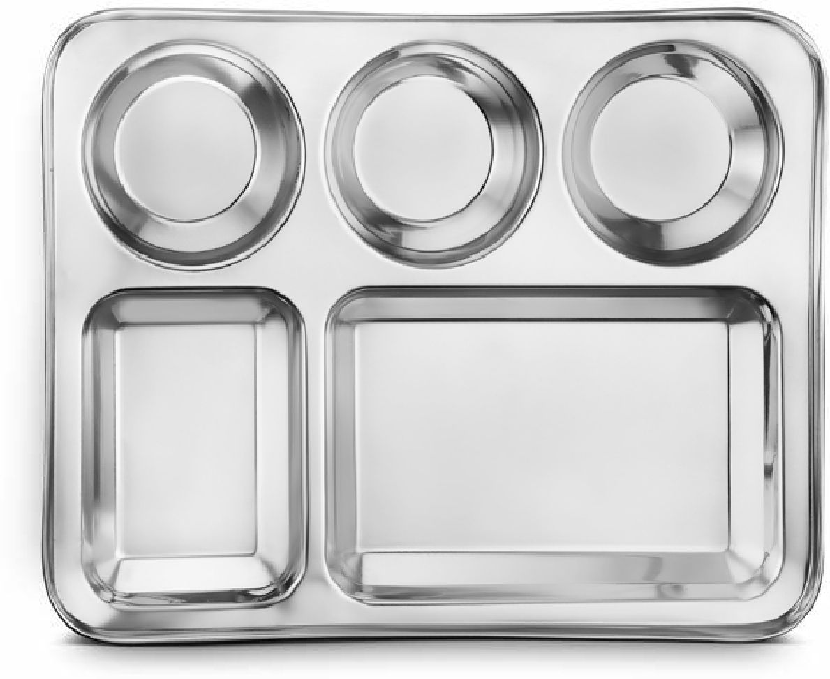 Stainless Steel 5 in 1 Compartments Bhojan Thali Dinner Plate