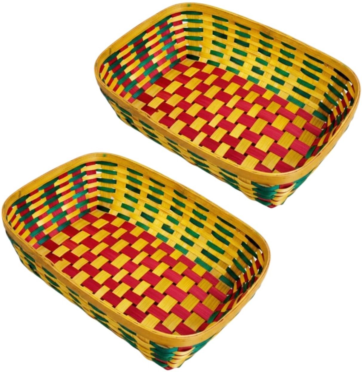 Bamboo Wooden Bamboo Tray | Eco-Friendly Natural Bamboo Serving Tray Storage Basket-image-8