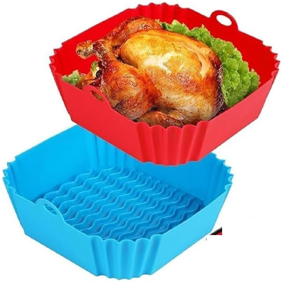 jaswanthstor Air Fryer Silicone Liners - 8 Inch Square Reusable Non-Stick Tray-picture-21