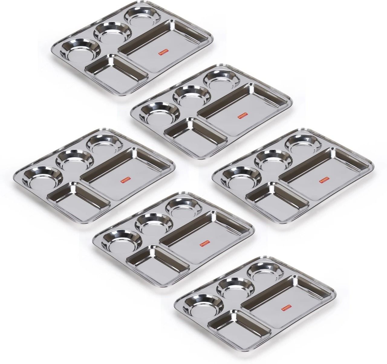 Stainless Steel Rectangular 5 in 1 Compartment Lunch Sectioned Plate-image-30