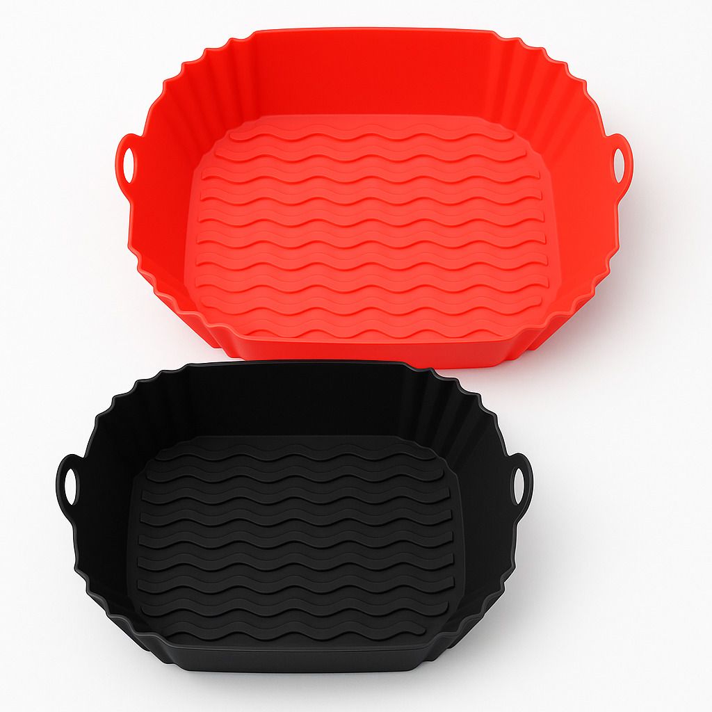 Air Fryer Tray Silicon Black Red Tray