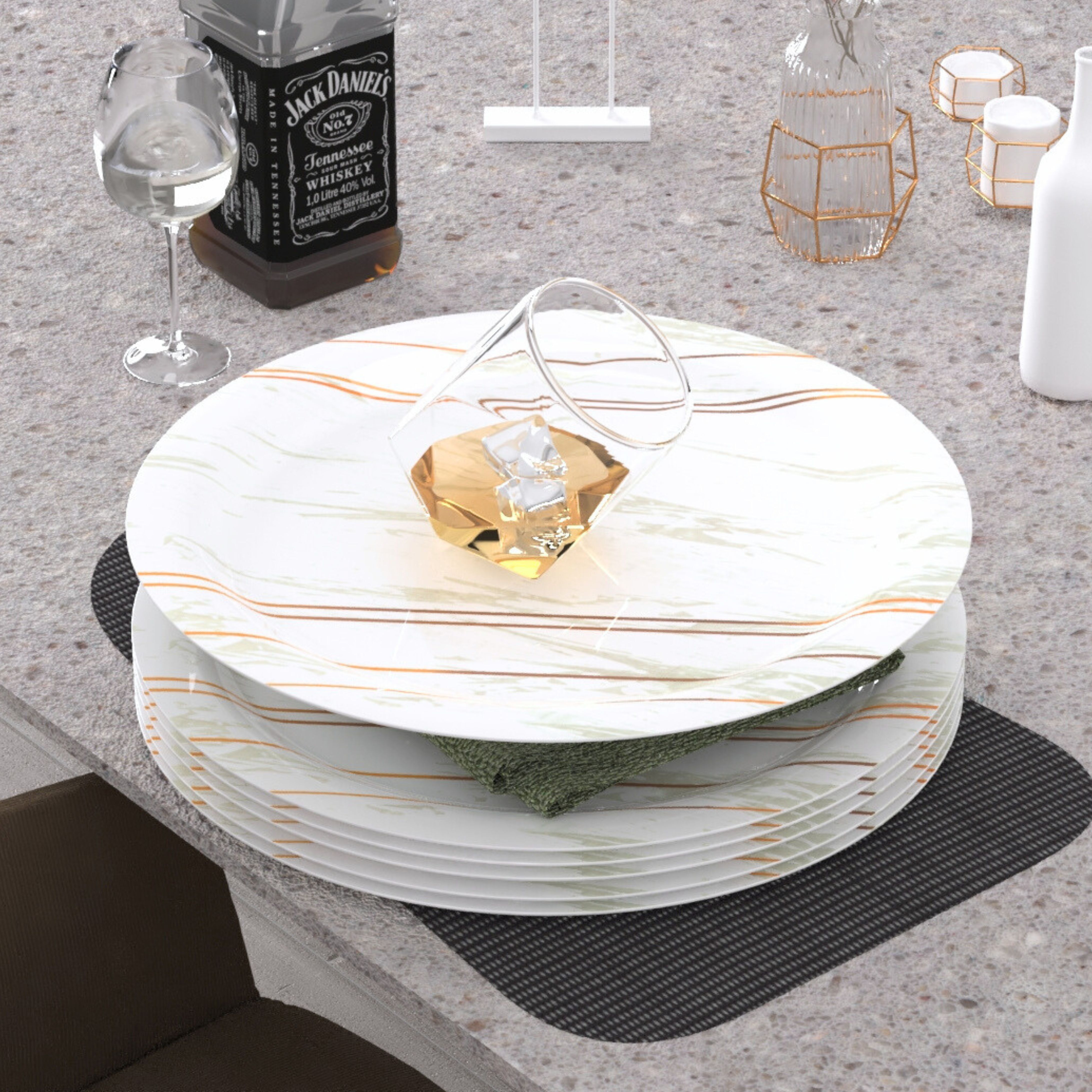 Piccolo Rosin Cream Melamin Full Plates Set - Size 11', Round Designer Dinner Plate-image-5
