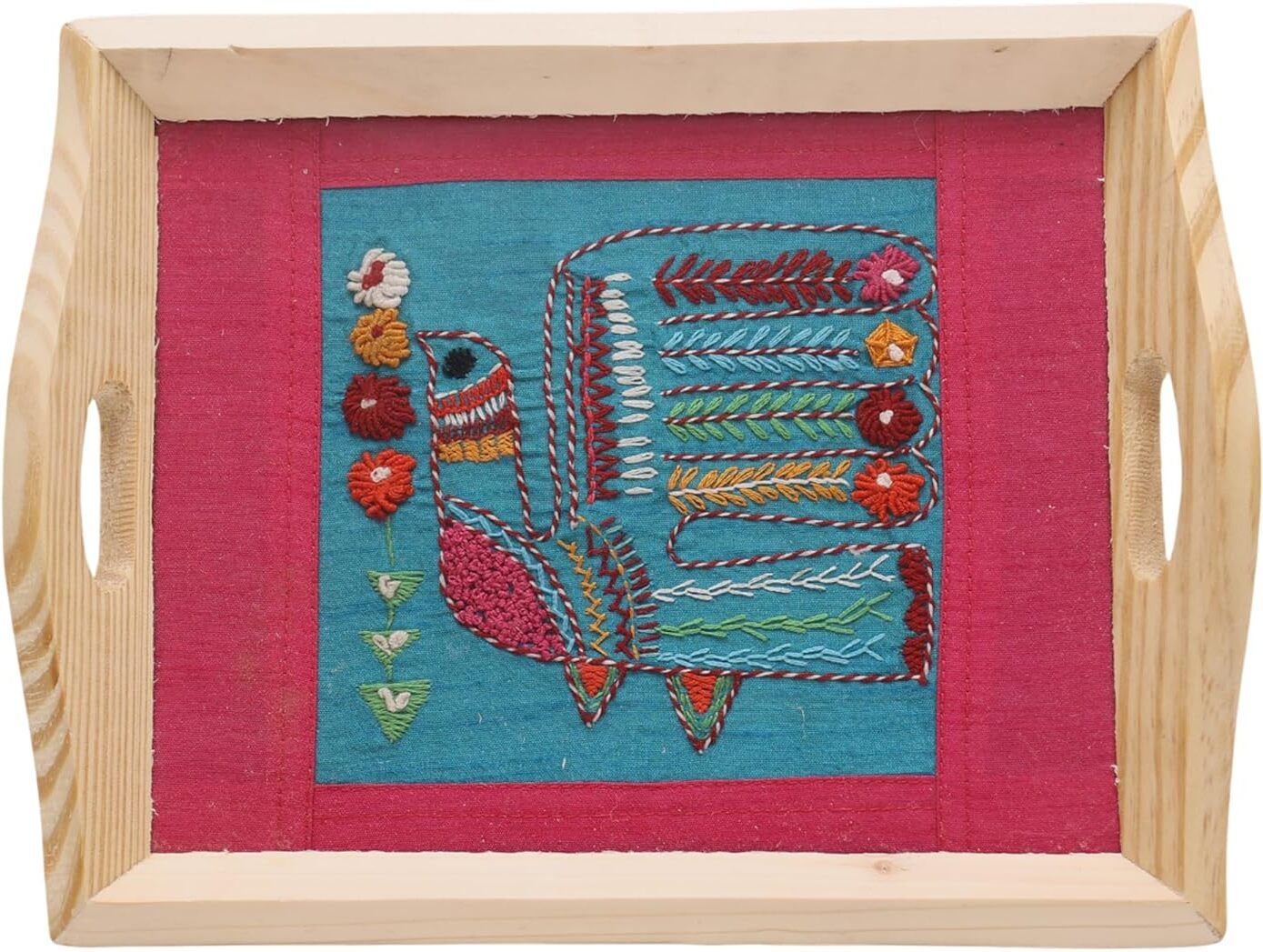 TRAY SMALL COCK WITH FLOWER EMB PINE WOOD Tray-image-27