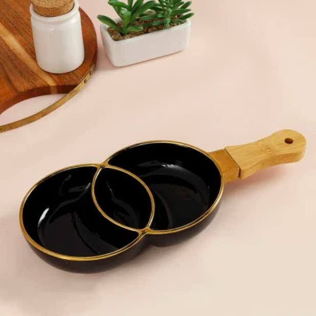 otak Ceramic Divided Serving Platter with Handles Chip & Dip Tray-picture-3