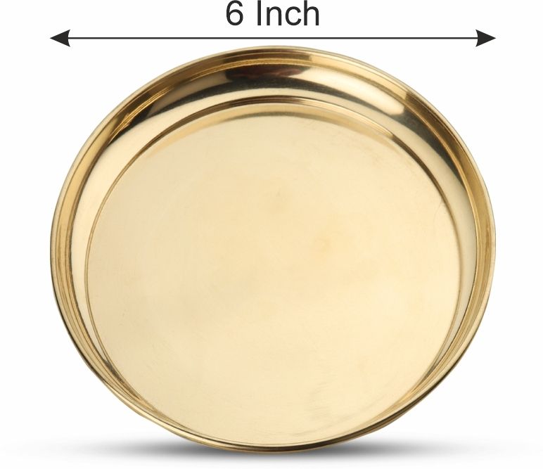 dokchan Brass Plain Plate for pooja (Size - 6inch) Dinner Plate-picture-7