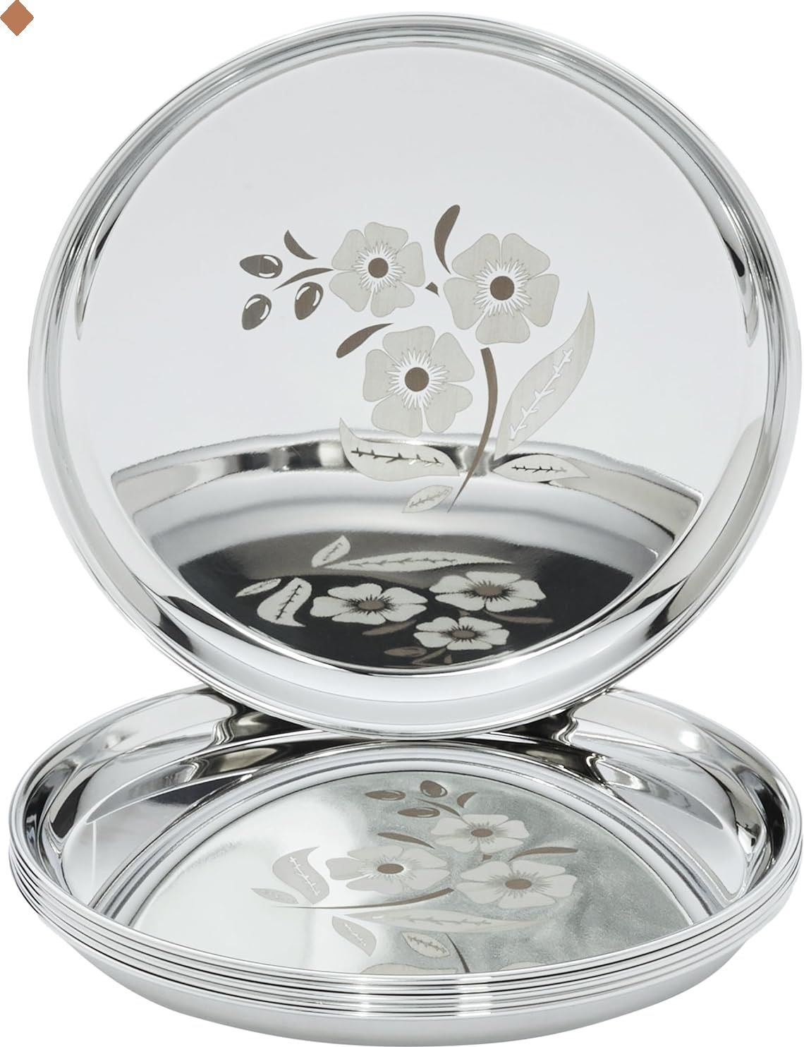 bzilo Pack Of 6 Stainless Steel Dinner Plates for Lunch/Dinner with Mirror Finish A26 Dinner Plate-picture-19