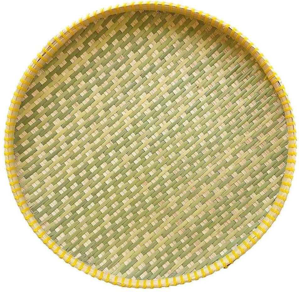 bamboo roots global Assam Finest Handmade Bamboo Dala-55cm | Premium White Binding Winnow - Yellow Tray-picture-34