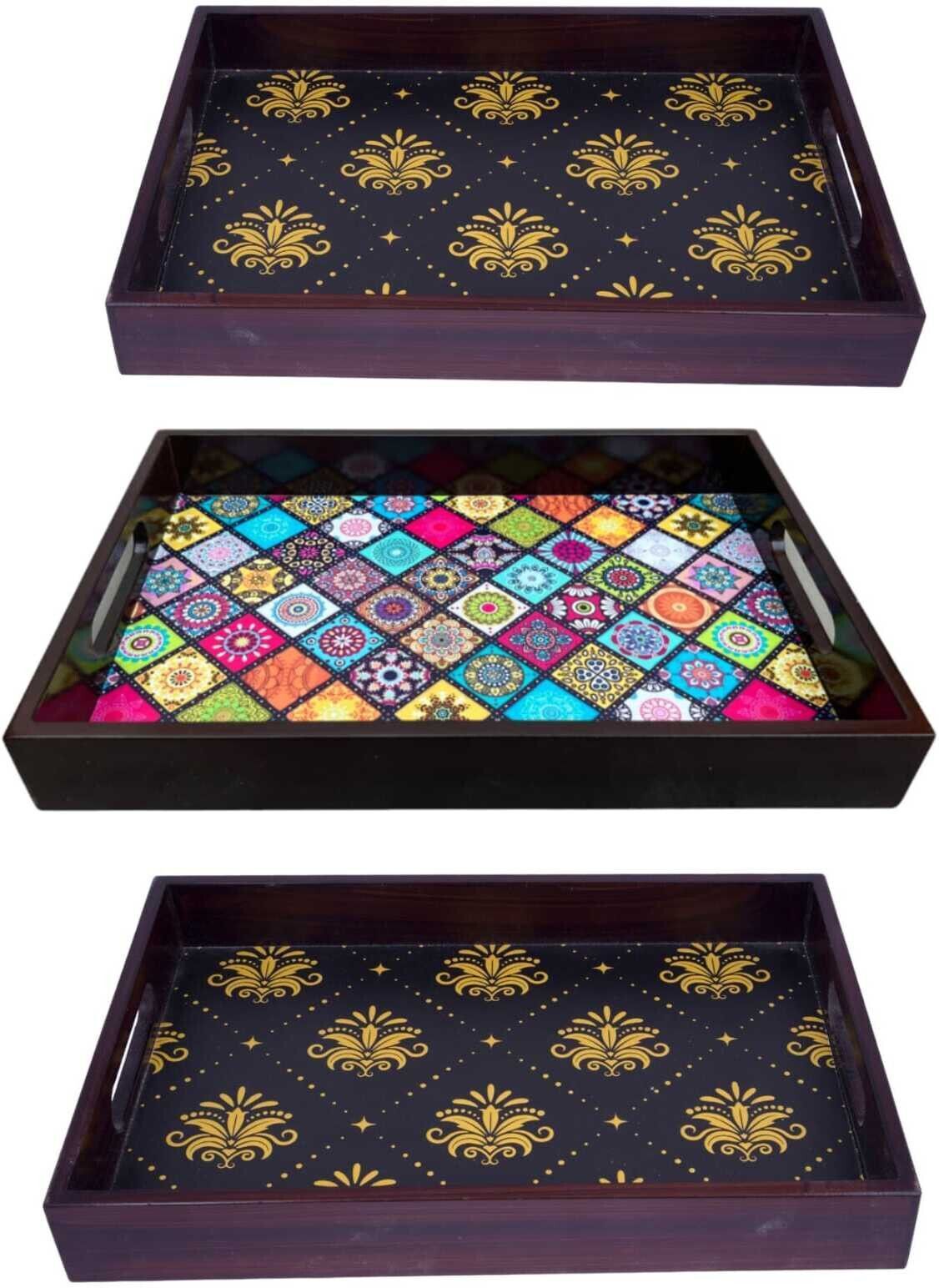 Wooden Tray set of 3 for serving Tea/coffee/snacks AHS-TRAY104_1407 Tray-image-14
