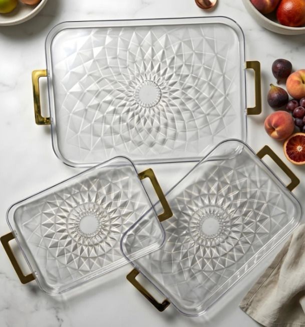 shiv Crystal Design Plastic Serving Tray Combo for Tea Coffee Snacks Tray-picture-26