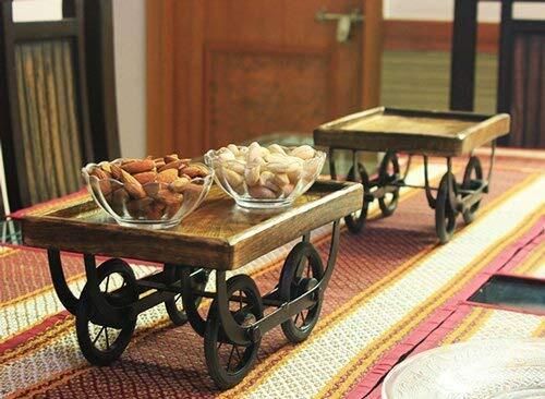 Wood Redi Shape Desi Look Tray Great/Food & Drink Wood Serving/thela Wheels Tray Tray-image-42