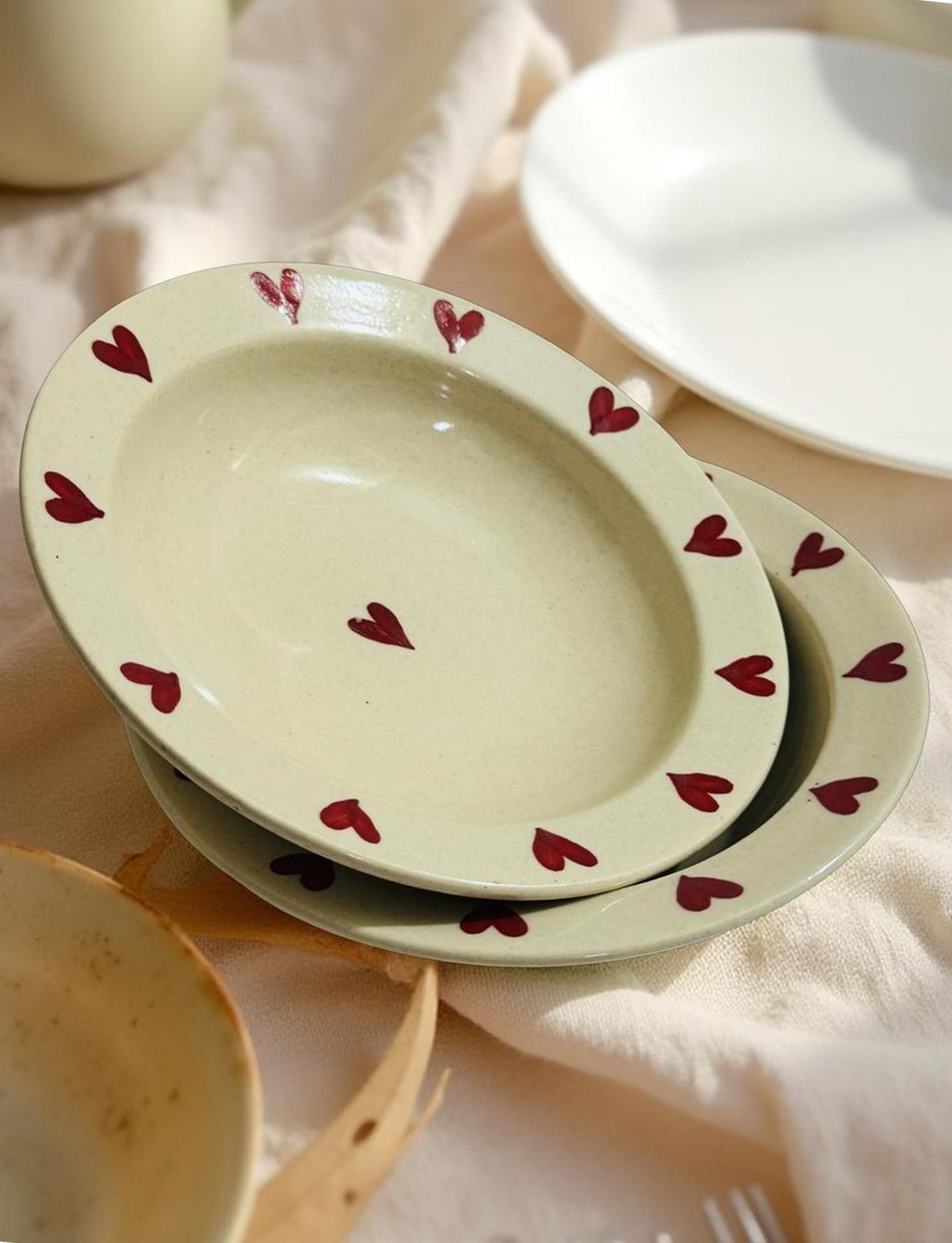 lupaava Ceramic Pasta Plate | White with many Heart Soup Plate | Snack Plate Rice Plates-picture-20