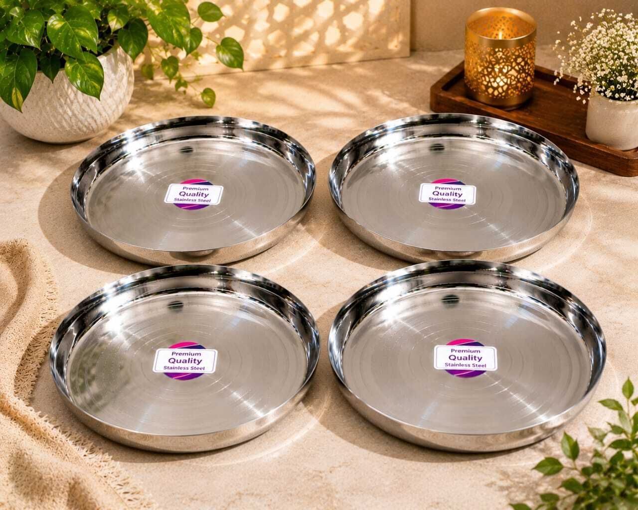 akshay stainless steel thali\plate 26cm dinner plate, Dinner Plate-picture-27