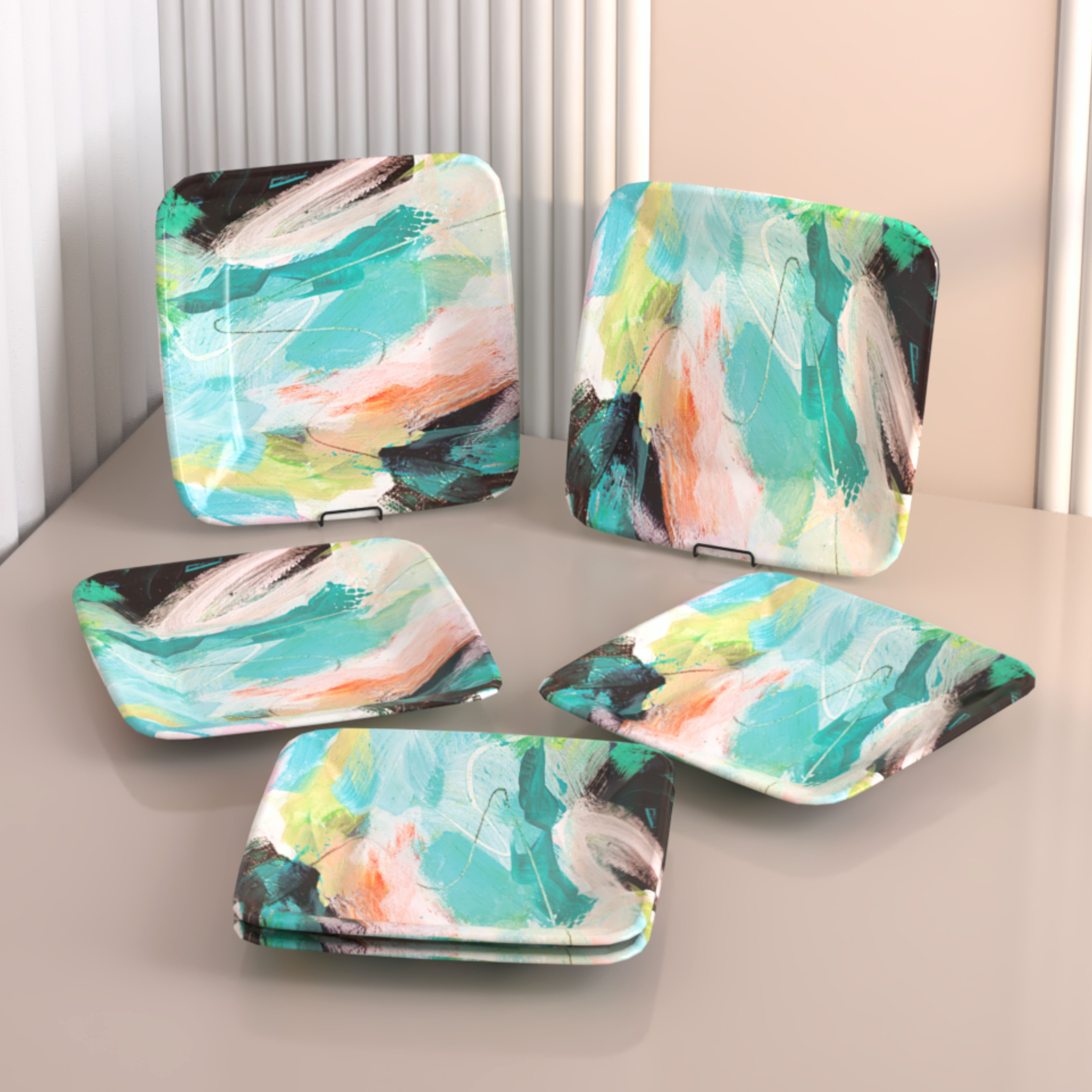 Bliss Tropicana Cabana Melamin Side Plates Set for Serving Snacks, 7 Inches Quarter Plate-image-15