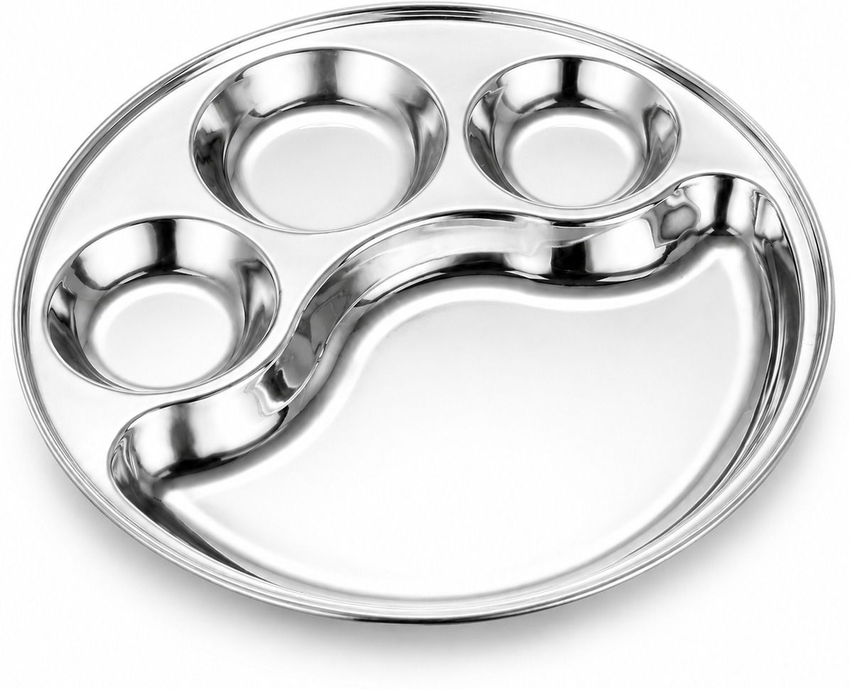 nirton Stainless Steel Partition Dinner Plate 4 Compartment Thali Set Pack of 1 Dinner Plate-picture-33