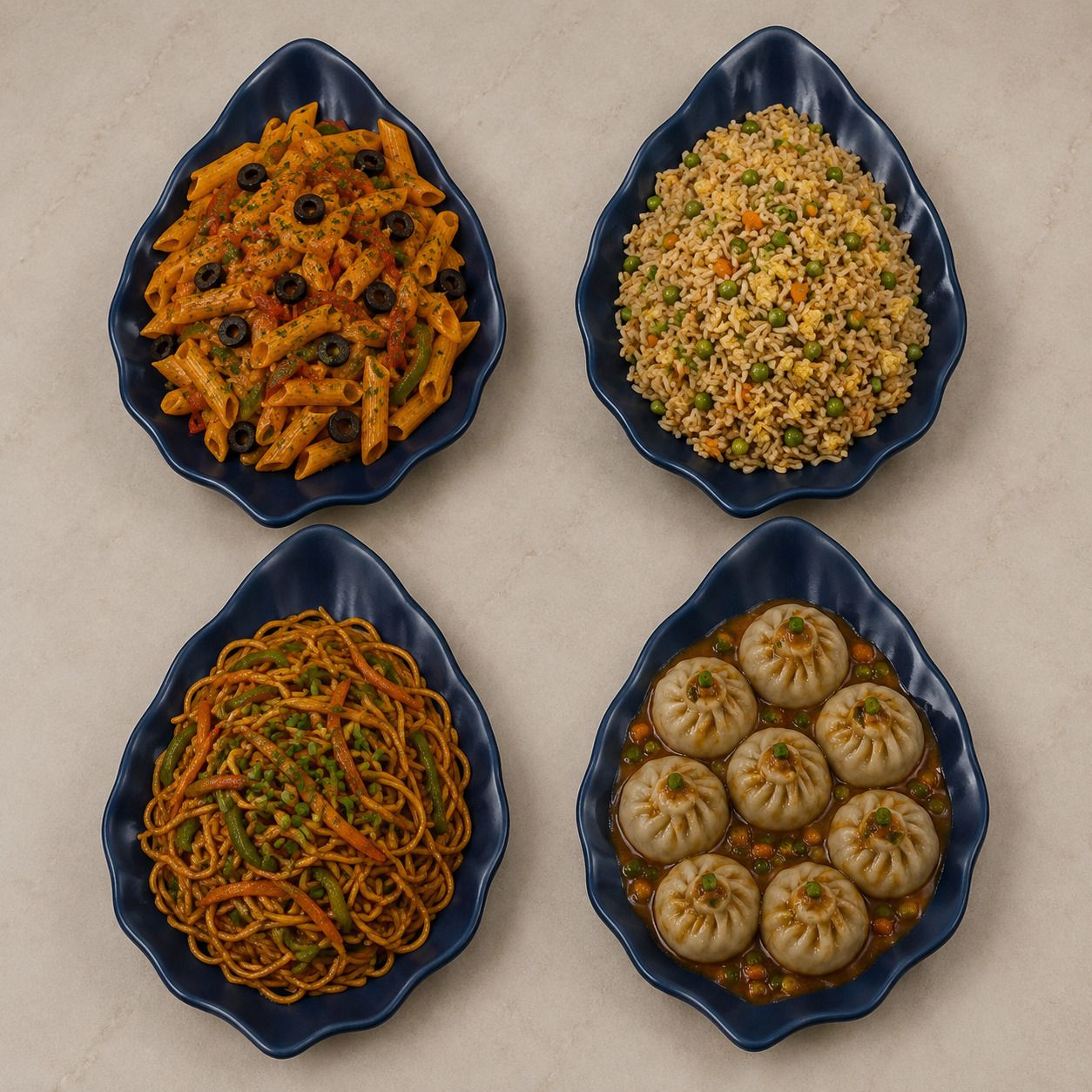 Platter Multipurpose Serving Platter Black Leaf Set of 4 pc Md106 Chip & Dip Tray-image-31