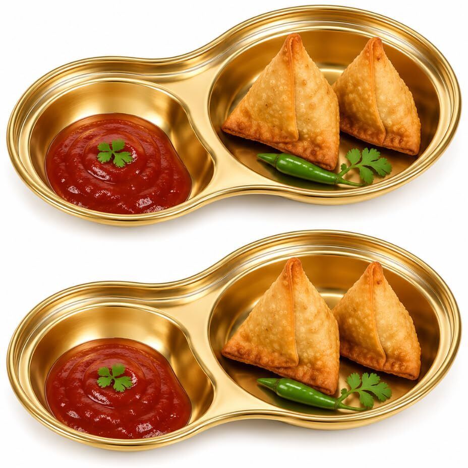 2 Compartment Stainless Steel Sauce Dish, Chutney Plate Chutney Plate-image-16