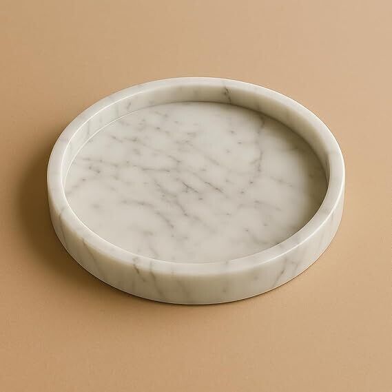 10 Inch Round Marble Platter, Falafel Platter, Pooja, Snacks Fruits Serving Tray Tray-image-34